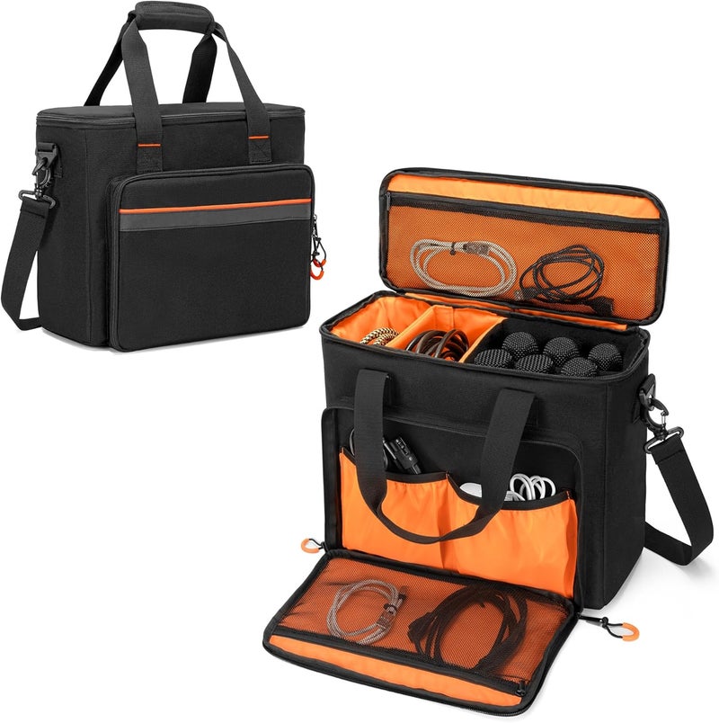PGmoon 6 Slots Wireless Microphone Carrying Case, Mic Storage Bag with Thick Padding for Singing, Karaoke, Party (Patent Design) - Image 1